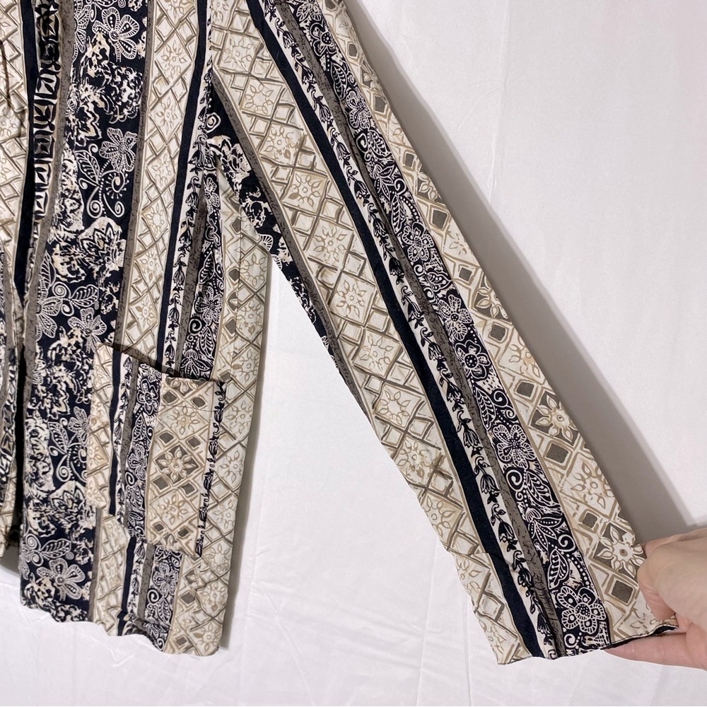 Vintage Tall Girl Cream Black Multi Print Lightweight Blazer L - Picture 5 of 12